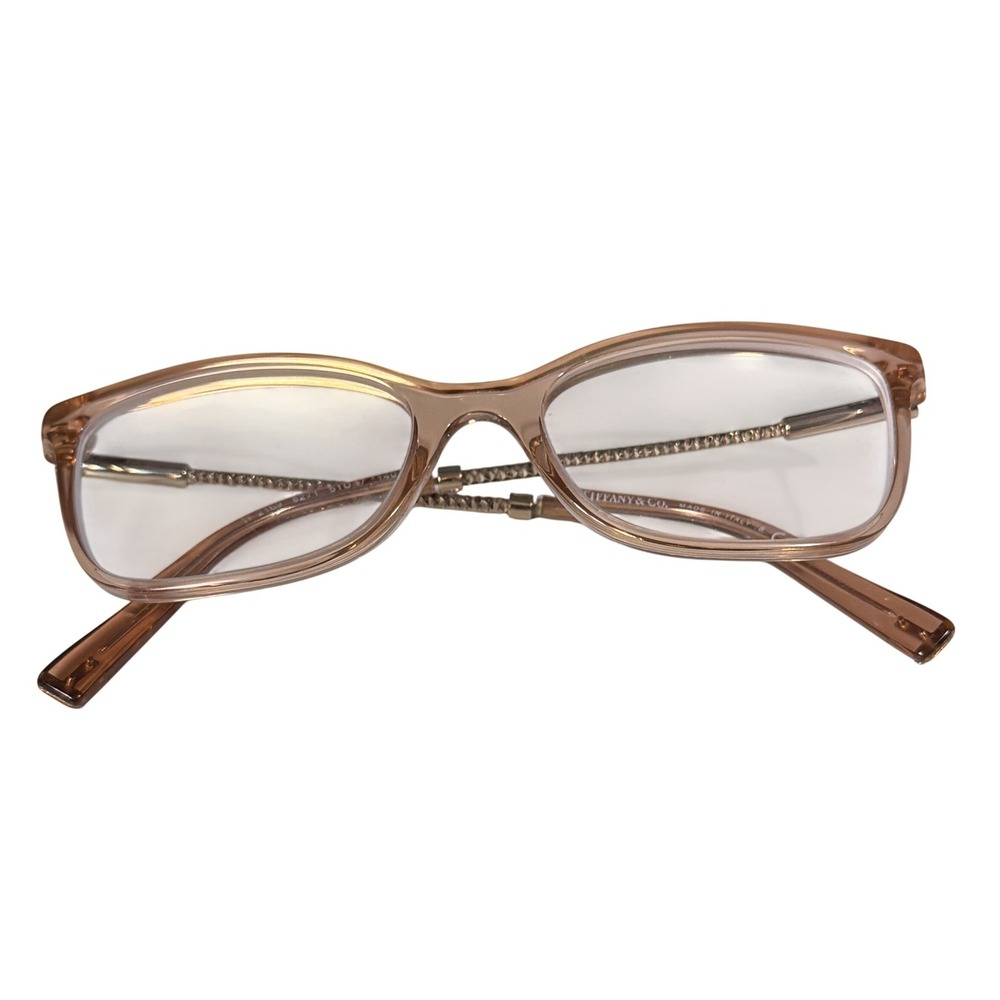 Tiffany‎ & Co TF 2169 8271 Translucent Peach Silver Rectangular Eyeglasses 51-17